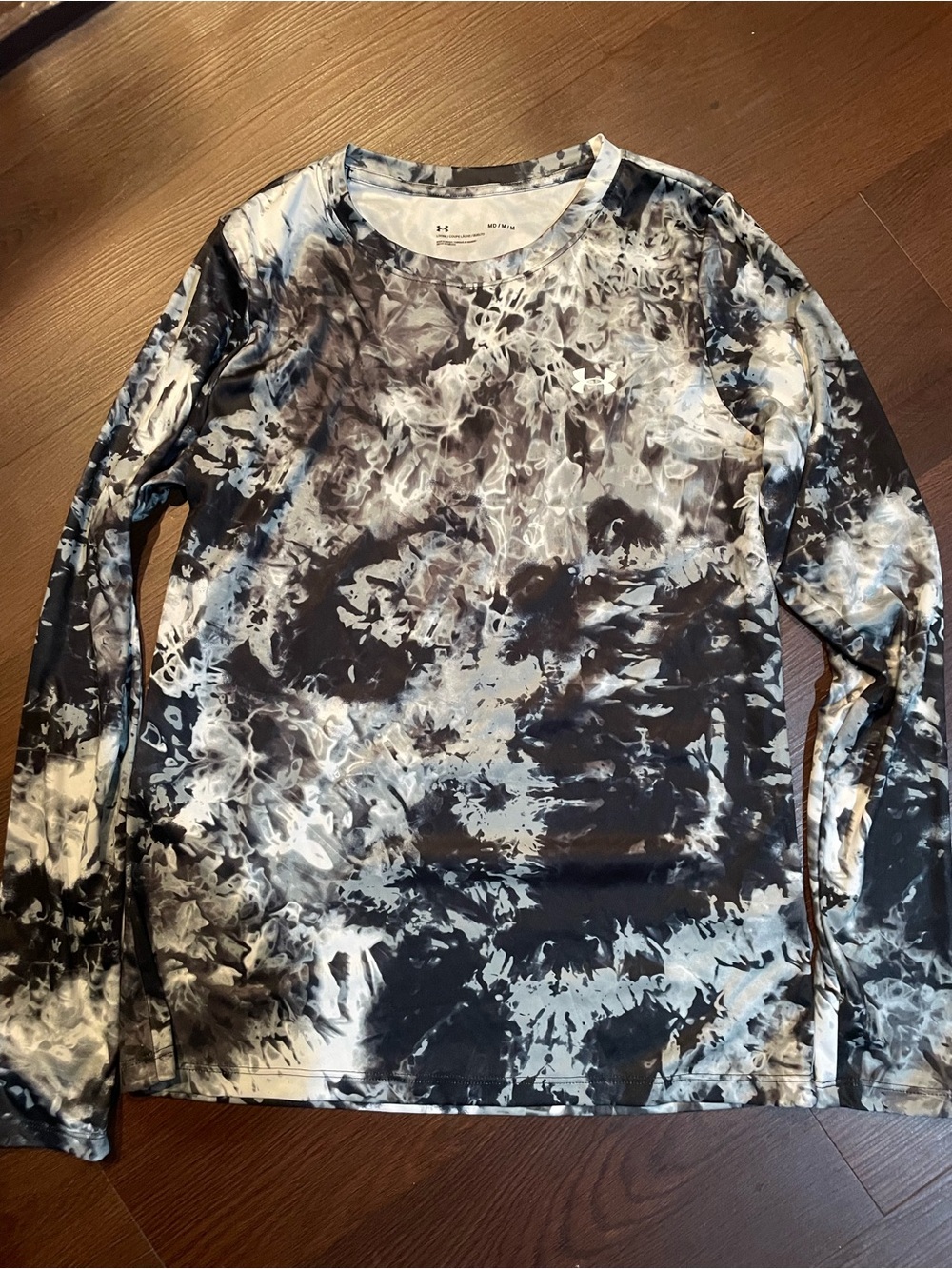 Under Armour Long Sleeve Performance Tee - Black & White Tie-Dye